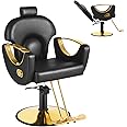 MIMWOW Reclining Salon Chair for Hair Stylist, Barber Chair with Heavy Duty Hydraulic Pump, Hair Salon Tattoo Braiding Chair Beauty Spa Equipment, Cool Black