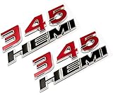 2 set Black 345 HEMI Emblem 3D Badge Decals for Dodge Challenger SRT Chrysle 300c (Black) (Red)