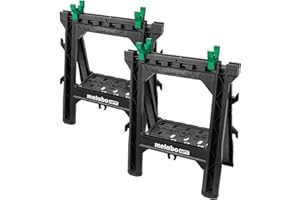 Metabo HPT Folding Sawhorses, 2-Pack, Lightweight Design, 1,200 lbs Capacity, Includes 4 Sawbucks, Ideal for Extra Workstatio