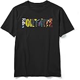 Fortnite Boys Black T-Shirt - Character Filled Logo Graphic - Official Merch - Short Sleeve 100% Cotton Casual Tee