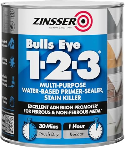 Zinsser Bulls Eye 1-2-3 Primer Sealer Stain Killer 500ml Grey