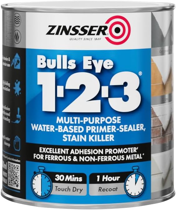 Zinsser Bulls Eye 1-2-3 Primer Sealer Stain Killer 500ml Grey
