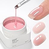 GAOY Colored Nail Builder Base 30g with a Brush, 4-in-1, Light Pink | Long Lasting Nail Builder Gel Strengthening, Natural Jelly, Soak Off UV Light Cure
