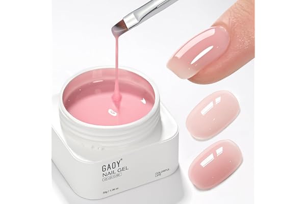 GAOY Colored Builder Base 30g with a Brush, 4-in-1 Long Lasting Nail Builder Gel Nude Pink Natural Jelly, Soak Off UV Light Cure Nail Strengthening, Light Pink