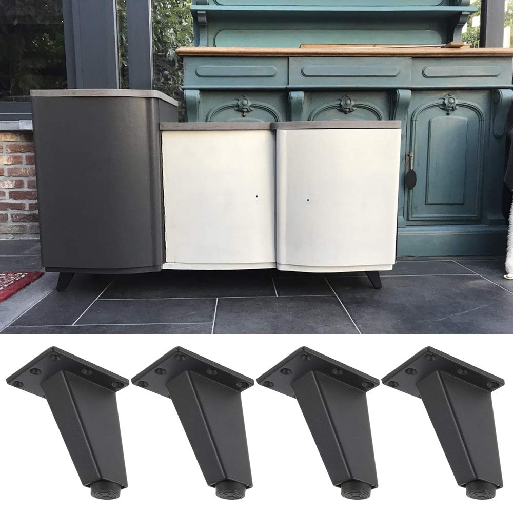 4 Pack Cabinet Feet Adjustable Triangle Furniture Feet Armchair Table Sofa Legs Replacement Furniture Legs for TV Desk Table Legs Couch Dresser Kitchen Feet (Black)