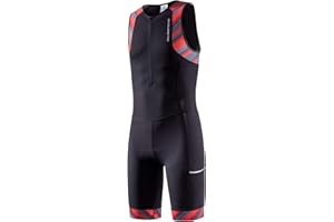 MY KILOMETRE Men’s Triathlon Tri Suit with 2 Big Side Pockets Triathlon Racing Suit with Front Zip