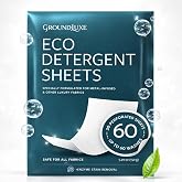 Groundluxe Eco Detergent Sheets - Formulated for Grounding &amp; Earthing Sheets, Pillow Cases - For Home &amp; Travel, 60 Loads, HE &amp; Septic Safe, Plant-Based Formula for Sensitive Skin