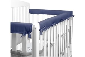 IQYIQY 3-Pcs Bed Rail Guard Cover, Protect Baby Teeth and Save Rails, Rail Edge Protector Strip, Soft Anti-Collision Corner Cover in Cotton Fabrics, Cover 52" x 28" 3 & 4 Sides Full-Size Bed Rail, Navy Blue