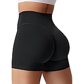 HIGORUN Gym Workout Shorts for Women 4.5" High Waisted Hidden Scrunch Tummy Control Biker Shorts Athletic Running Yoga