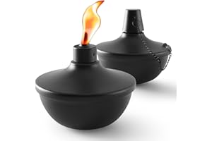 SNOGSWOG 2 Pack Metal Table Top Torches, 22oz Citronella Torches for Outside, Refillable Flame Light Torch, Decorative Tabletop Lantern for Yard, Patio, Deck, Garden, Party, Landscape