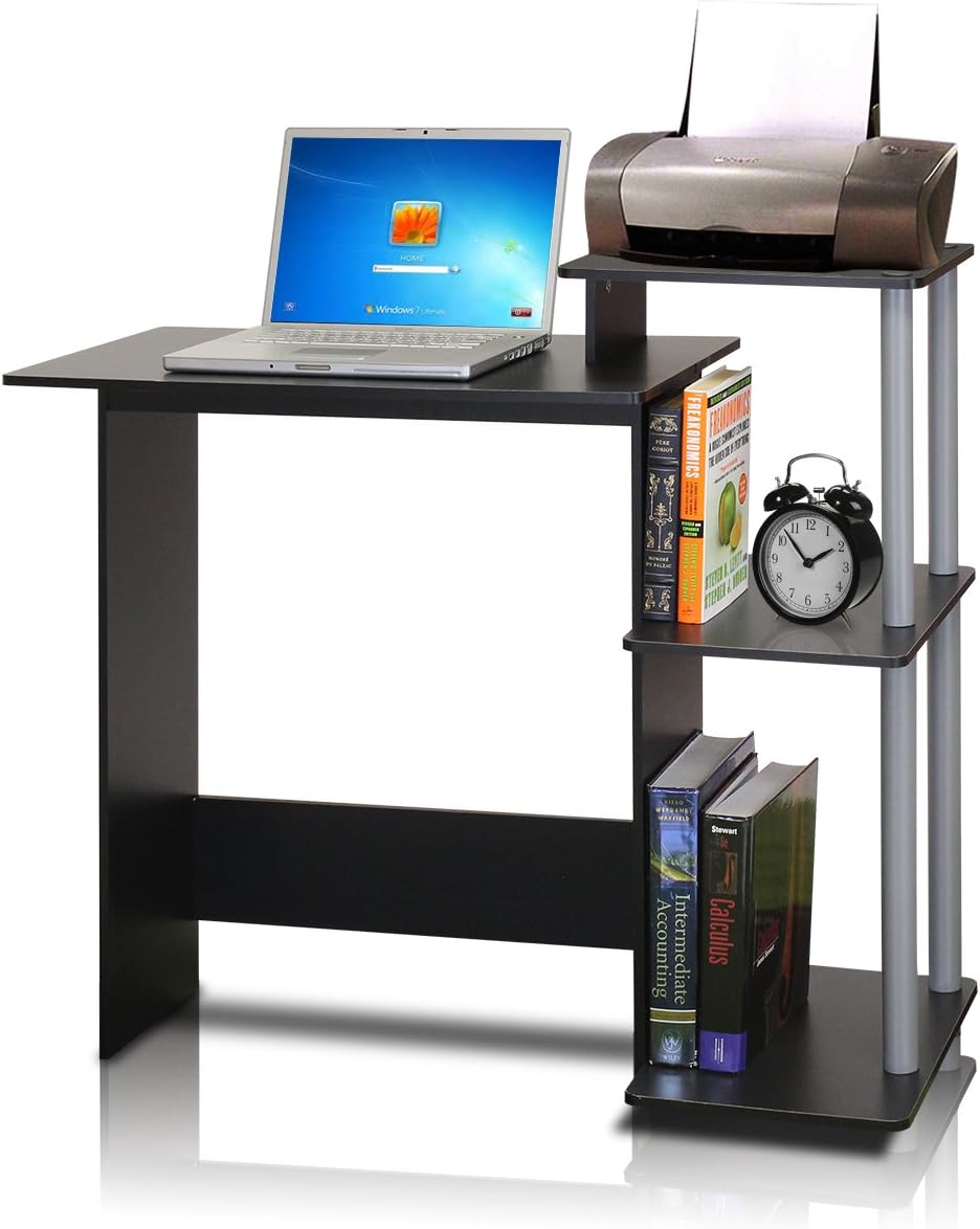 Furinno Efficient Home Laptop Notebook Computer Desk, Study Desk, Writing Desk, Black/Grey, 100.6 (W) x 85.3 (H) x 39.6 (D) cm