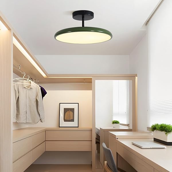 KCO LIGHTING VINTAGE GREEN FLUSH MOUNT CEILING LIGHT BLACK SEMI FLUSH MOUNT CEILING LIGHT MID CENTURY MODERN ENTRYWAY CEILING LAMP LED HALLWAY CEILING LIGHTS FIXTURES
