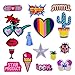 15 Pcs Iron On Embroidered Patch Set -Pill Love Heart Pow Giant Coctus Lips Twinke Star Cola Pineapple Insects Ice Cream Look Butterfly Maple leaf Patch