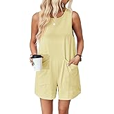 VUTRU Rompers for Women Summer Short Jumpsuits Loose Fit Casual Romper Comfy Cotton One Piece with Pockets
