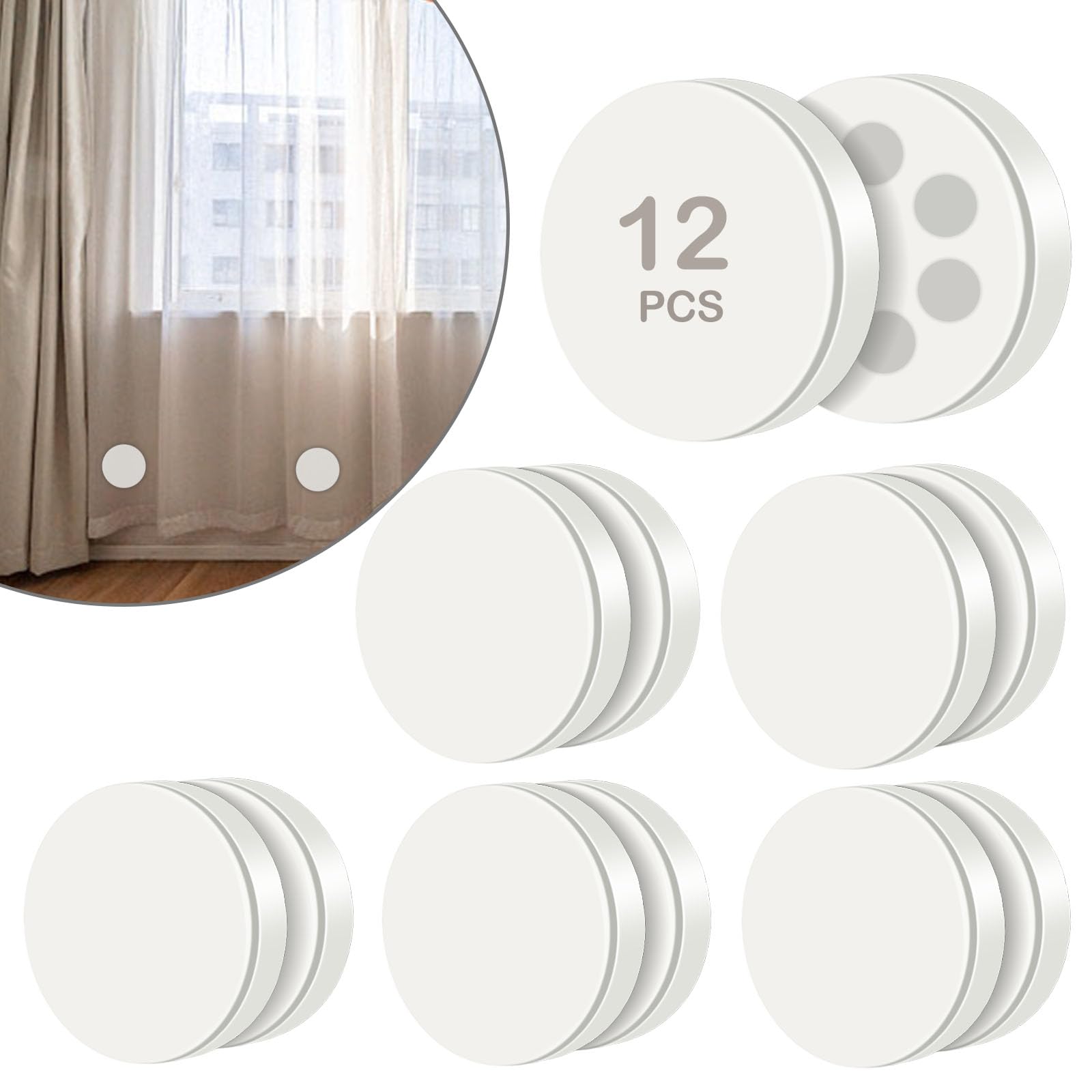 Photo 1 of 12 Pack Shower Curtain Weights, Rubber Covered Magnetic Curtain Weights, Shower Magnets for Curtain Liner Prevent from Blowing Around, Work for Drapery, Flag, Tablecloth (6 Pairs)