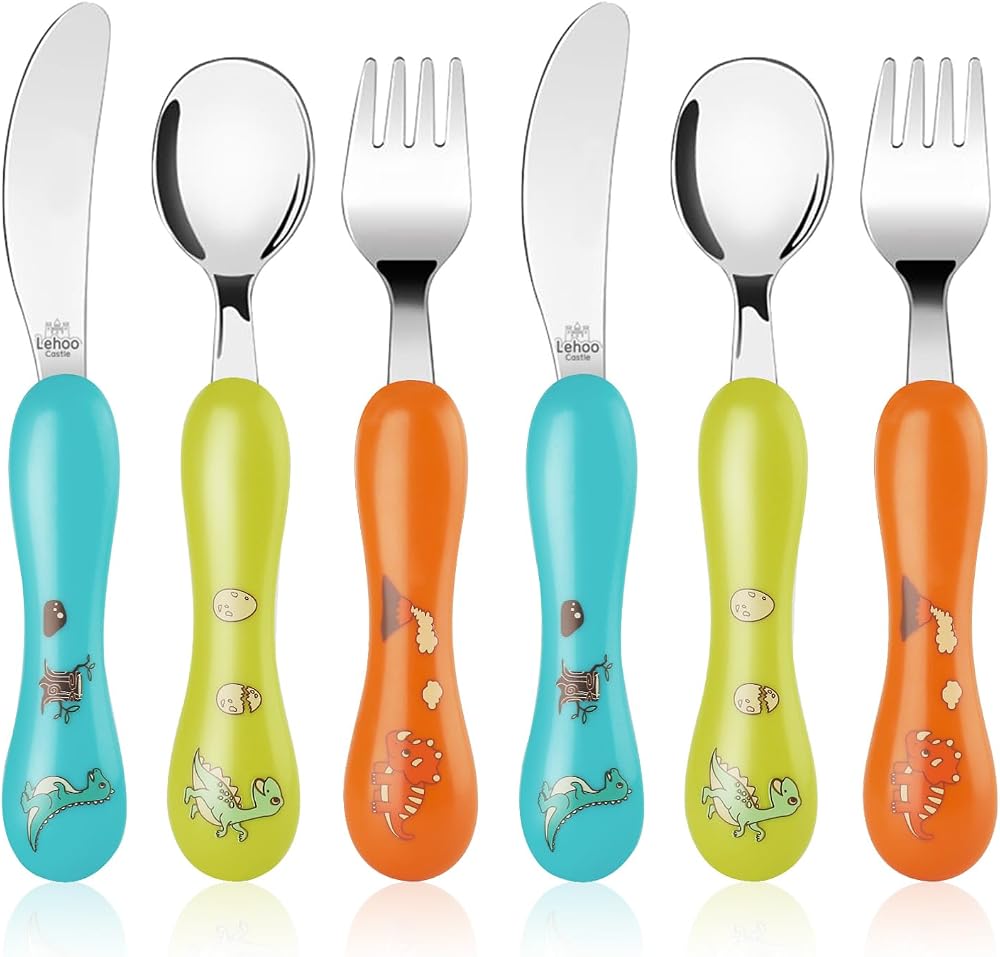 Lehoo Castle 6pcs Toddler Cutlery Set Stainless Steel Dinosaurs