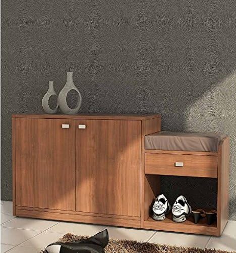 Shilpi Wooden Wardrobe Organizer, Wooden Shoe Rack Included Seating Stool with Cushion