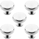 Luomorgo 5 Pack Polished Chrome Round Cabinet Knobs | Kitchen Cabinet Door Knobs, Drawer Handles, for Bathroom Closet Dresser
