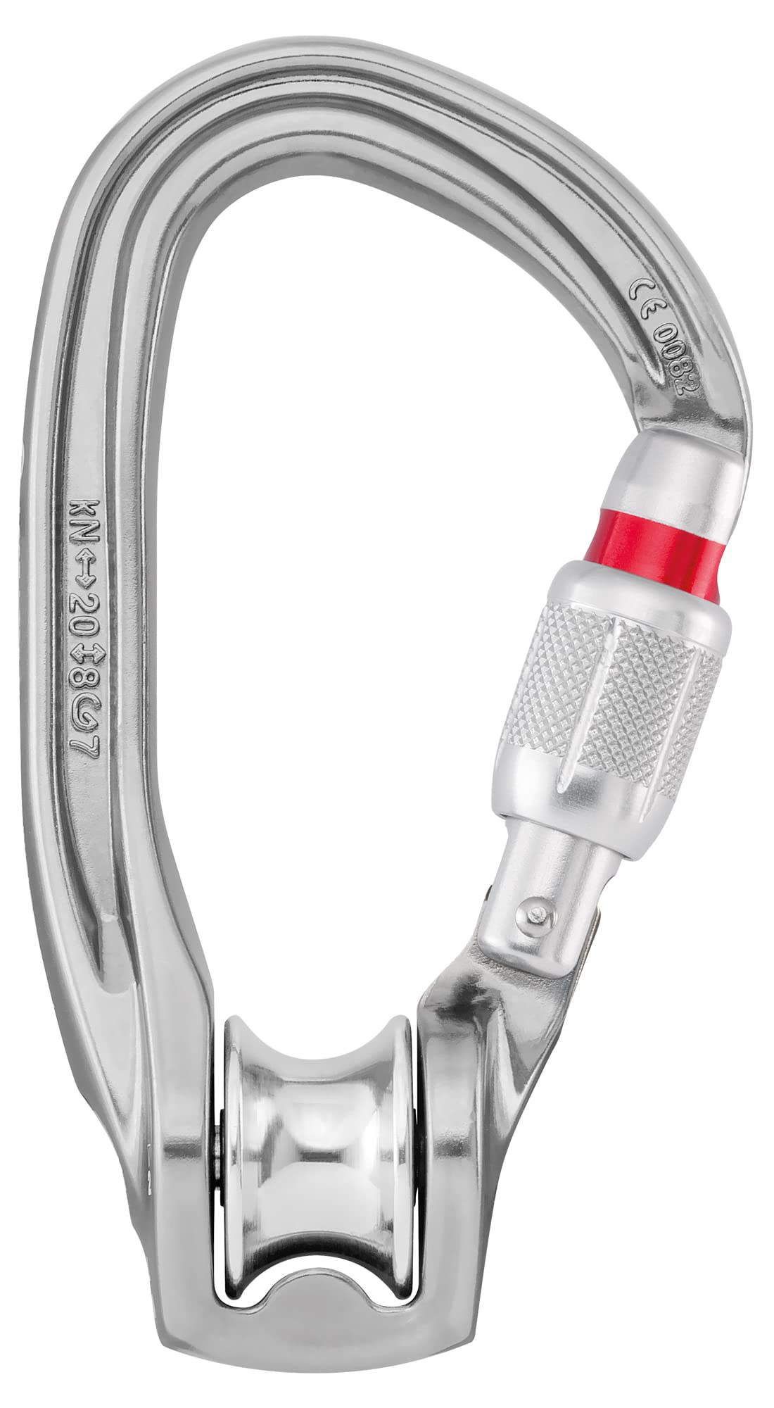 Petzl P75 SL NEW ROLLCLIP Z Pulley Carabiner with Gate Opening On The Non-Pulley Side, Size: Screw-Lock