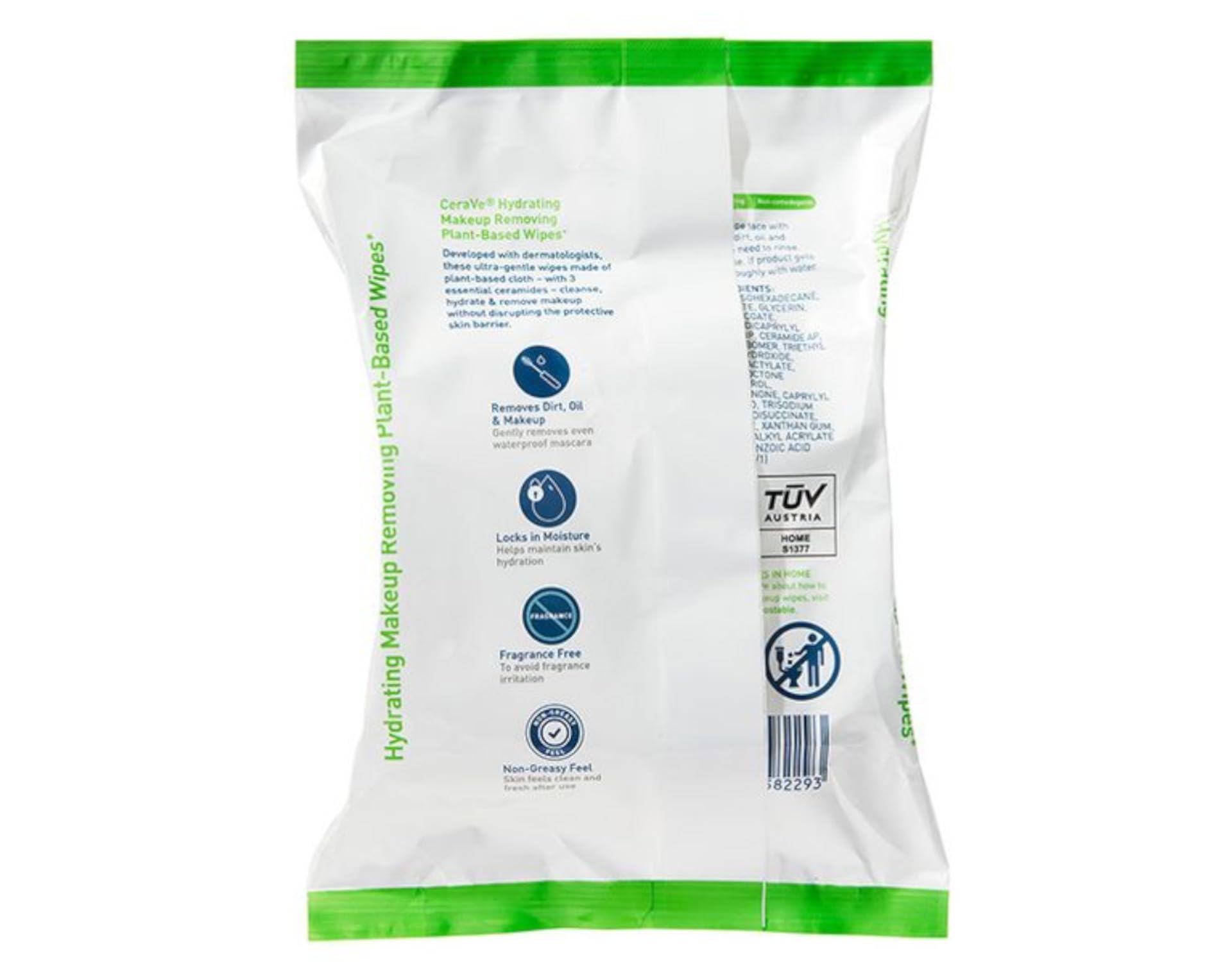 CeraVe Gentle Hydrating Cleansing Wipes, Makeup Remover Towelettes with Plant-Based Fabric, 25 Count