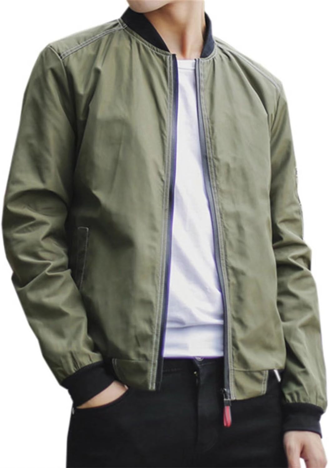 DigerLa Men's Stylish Solid Bomber Jacket