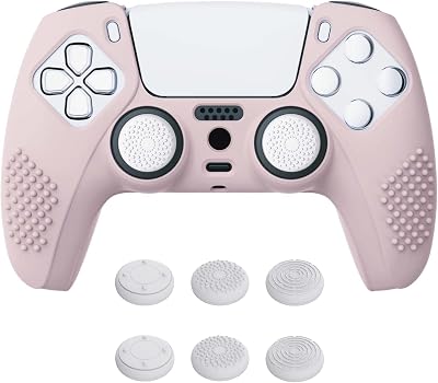 eXtremeRate PlayVital Cherry Blossoms Pink 3D Studded Silicone Cover for PS5