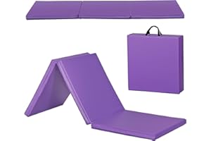 BBBuy 6' x 2' Tri-Fold Portable Folding Exercise Gym Mat Extra Thick Foam Gymnastics Mat Aerobics Yoga Martial Arts MMA Stretching Core Workouts w/Carrying Handle