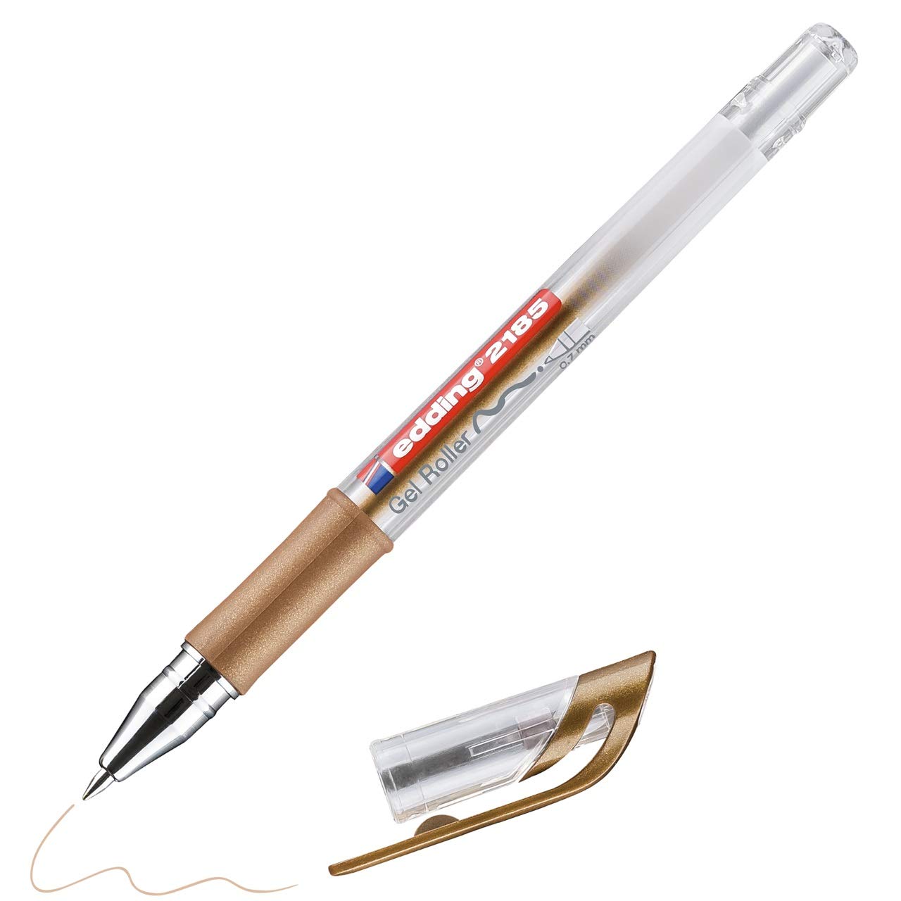 edding 2185 Gel Roller - Copper - 1 Pen - 0.7 mm - Gel Pen for Writing, Drawing, Colouring Mandalas, Bullet Journals - Glitter Gel Pen, Colour Gel Pen