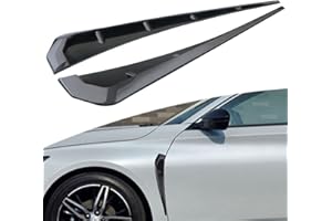 QUICTO 2PCS Car Fender Vents Sticker, 16.1 Inch Car Side Fender Vent Spoiler Trim Cover Accessory, ABS Glossy Black Appearance Decal, Auto Universal Accessory