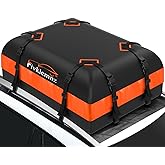 FIVKLEMNZ Car Rooftop Cargo Carrier Roof Bag Waterproof for All Top of Vehicle with/Without Rack Includes Topper Anti-Slip Mat + Reinforced Straps + 6 Door Hooks + Luggage Lock