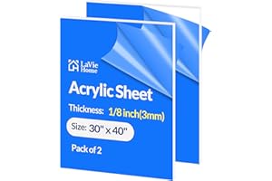 LaVie Home (2-Pack) 30x40 Clear Acrylic Sheet 1/8 Thick Panel, 3mm Plexiglass Sheet, Acrylic Plexiglass Sheet 1/8 inch Thick for Craft, Picture Frames, Sign Blank, DIY Display Project