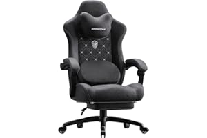 Dowinx Gaming Chair with Heated Massage Lumbar Support,Big and Tall Fabric Gaming Chairs for Adults with Footrest, Ergonomic Computer Game Chair with Poket Spring Cushions, 350lbs, Black