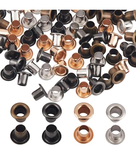 thumbnail image 2 of PATIKIL 5mm 1/5 Inch  Solid Brass Hole Eyelets, 4 Pcs Flat Self Backing Grommets With Washer For Shoes Clothes Crafts Bag Leather Craft Bronze 2 of 13