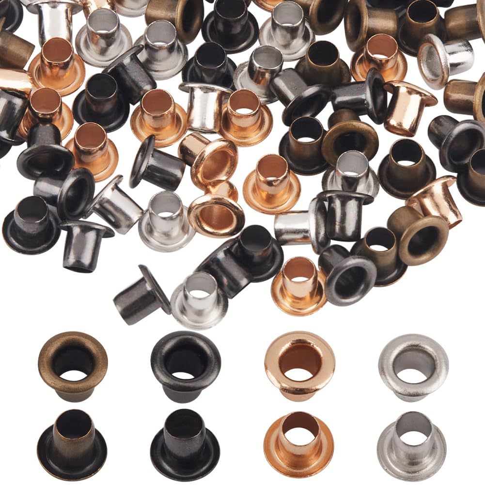 GORGECRAFT 1 Box 400Pcs 4 Colors Super Tiny Eyelet 1.5mm Hole Brass Metal Quicklet Grommets Self Backing Eyelets for Bead Cords Shoes Clothes Belt Bag DIY Sewing Crafts Leather Canvas