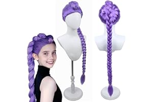 incohair Long Purple Braided Wig for Girls, Cosplay Wig for Halloween Party Use
