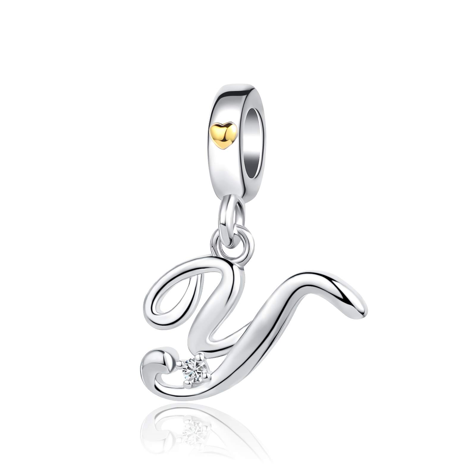 Y Initial Letter Name Charms fit Pandora Charms Bracelets Gold Heart Birthday Jewellery Gift for Women Daughter Family