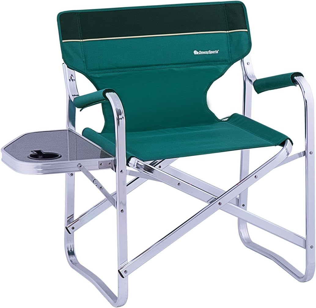 OnwaySports Aluminum Frame Director Chair Lightweight Foldable Portable for Camping (Enhanced-Green)