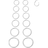 Xnsjeyy 18G 16G Nose Rings Hoops 316l Surgical Steel Clicker Septum Jewelry Lip Ring Tragus Helix Daith Rook Conch Snug Cartilage Lobe Earrings Hoop Piercing Jewelry For Women Men Silver Black Gold