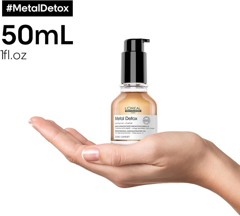 L'OREAL PROFESSIONNEL - Huile Concentrée Anti-Casse - Cheveux Abîmés & Cassants, Colorés ou Naturels - Protège & Illumine - Couleur Intense - Sans Rinçage & Fini non Gras - Metal Detox - 50ml