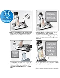 at&T CL82207 DECT 6.0   Teléfono inalámbrico extensible con sistema de respuesta y bloqueador de llamadas inteligente