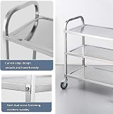 uyoyous Kitchen Trolley on Wheels 3 Tier Stainless Steel 220 lb Capacity view 5
