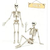 Wuridiwa 5.75ft Life Size Posable Halloween Skeleton, Movable Joints | 69" Giant Full Body Skeleton, Realistic Halloween Skeleton Decor for Outdoor Yard Porch Indoor Haunted House Graveyard Party