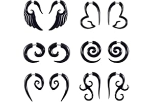 CHUANCI 6Pairs Acrylic Fake Cheater Twist Spiral Ear Taper Gauges Expander Earring Plug Body Piercing Jewelry