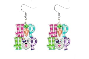 INENIMARTJ Easter Earring Bunny Rabbit Eggs Gnome Drop Dangle Earrings Acrylic Easter Animal Earrings Holiday Jewelry for Women (HP)