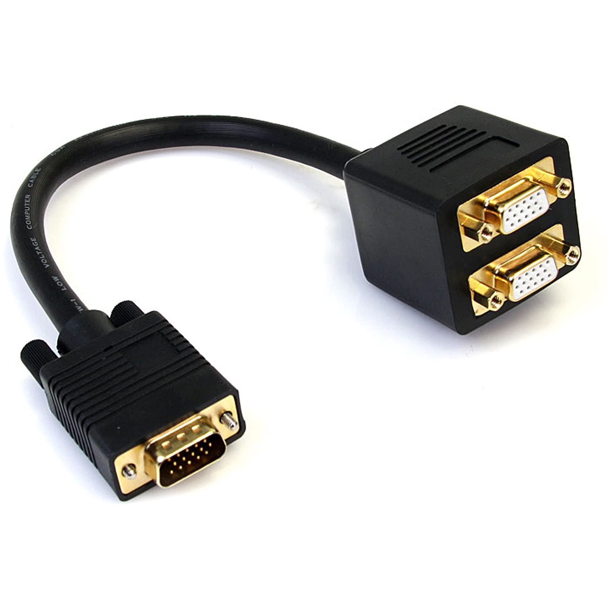 StarTech.com 1 ft. VGA to VGA Splitter Cable - M/F Dual Monitor Video Cable Splitter (VGASPL1VV), Black