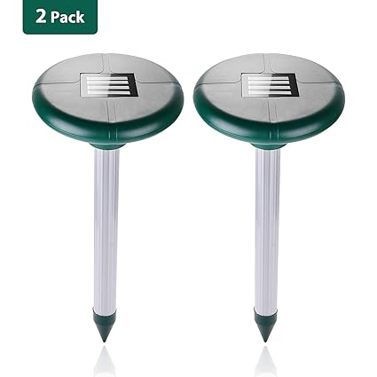 Ulikey 2 Stück Solar Maulwurfabwehr, Ultrasonic Maulwurfabwehr, Maulwurfschreck, Solar Tiervertreiber Maulwurffalle Hundeschr