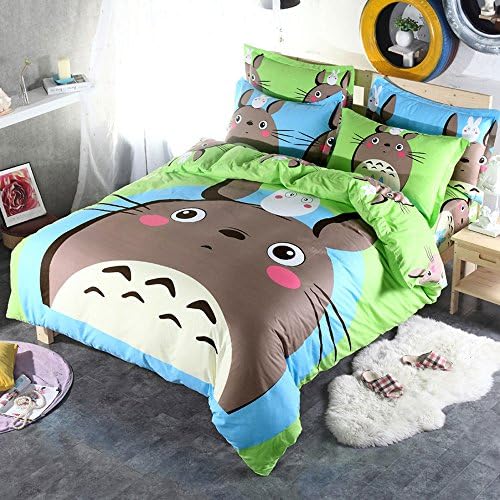 CUTI Cartoon Anime Totoro Bedding 3 Piece Cotton Duvet Cover Set - Twin (for 1.2/1.35m bed)