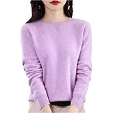 Cashmere Sweater for Women - Crew Neck Lightweight Soft Warm Pullover Knitted Jumper