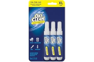 OxiClean On The Go Stain Remover Pen for Clothes, Portable Instant Travel Size Stick, Safe Cloth Stain Remover for Makeup Food and Drink, Stain Pen for Clothes, Pack of 3