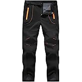 TBMPOY Men's Snow Ski Hiking Pants Waterproof Winter Fleece Lined Pants Camping Skiing Ice Fishing Pants with Belt